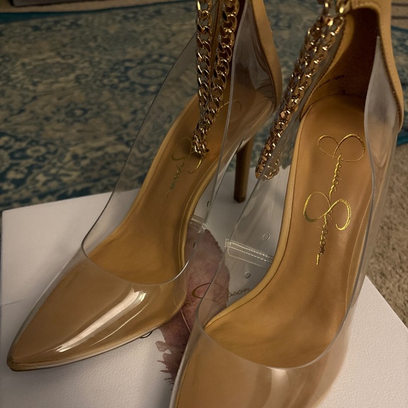 Jessica Simpson Shoes - Nude clear Heels with chain/ Jessica simpson